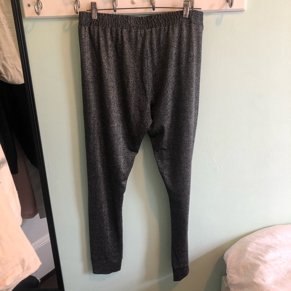 High waist stretchy glitter pant.